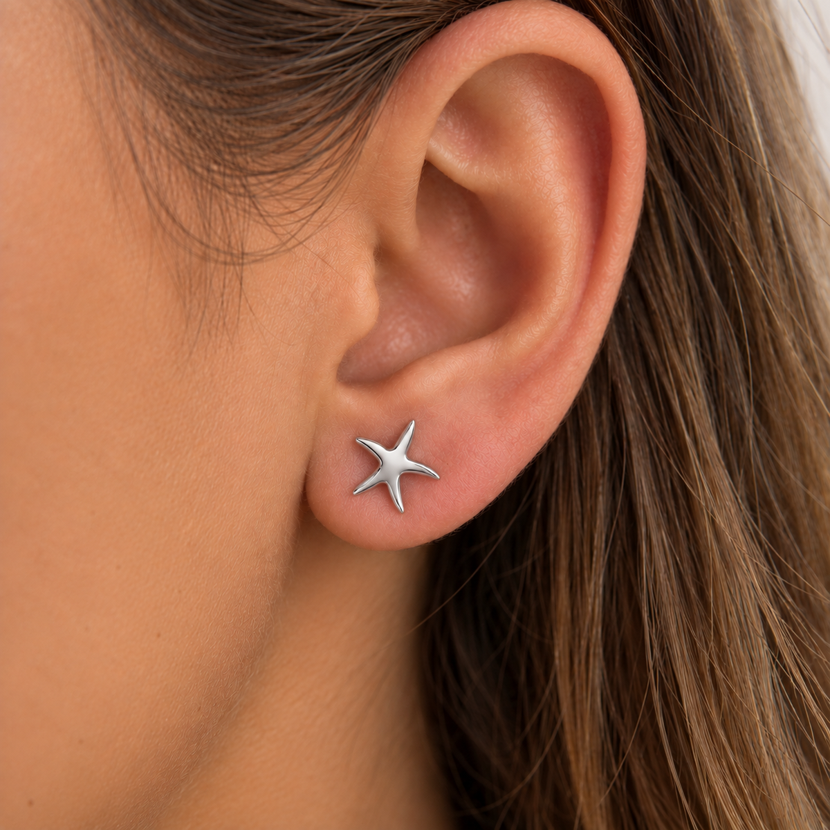 Pendientes Estrella de Mar - Plateados