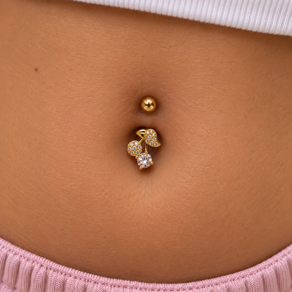 Piercing Ombligo Cerezas Brillantes - Dorado