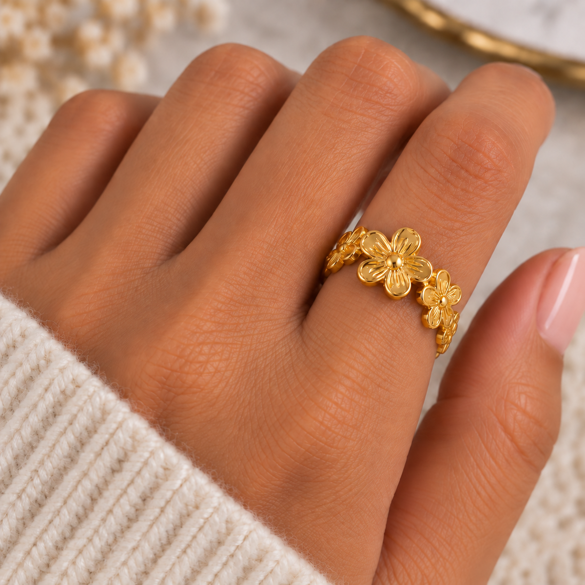 Anillo Jardín Floral - Dorado