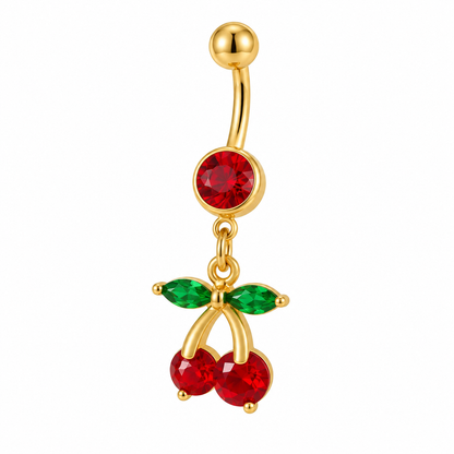 Piercing Ombligo Cerezas Rubí - Dorado