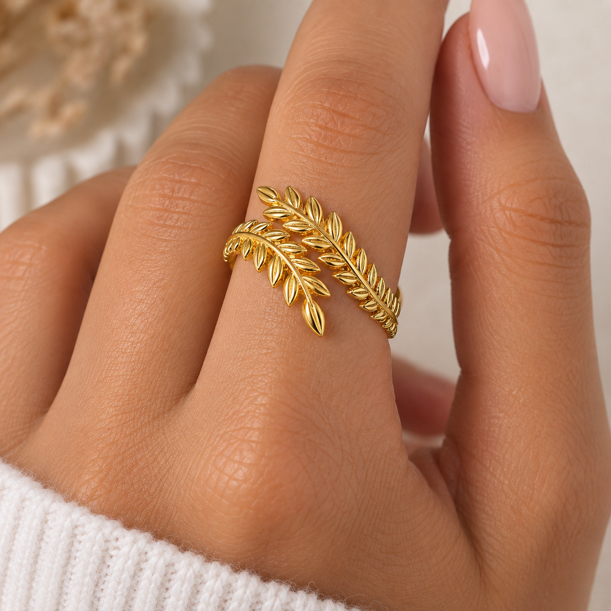 Anillo Rama de Olivo - Dorado
