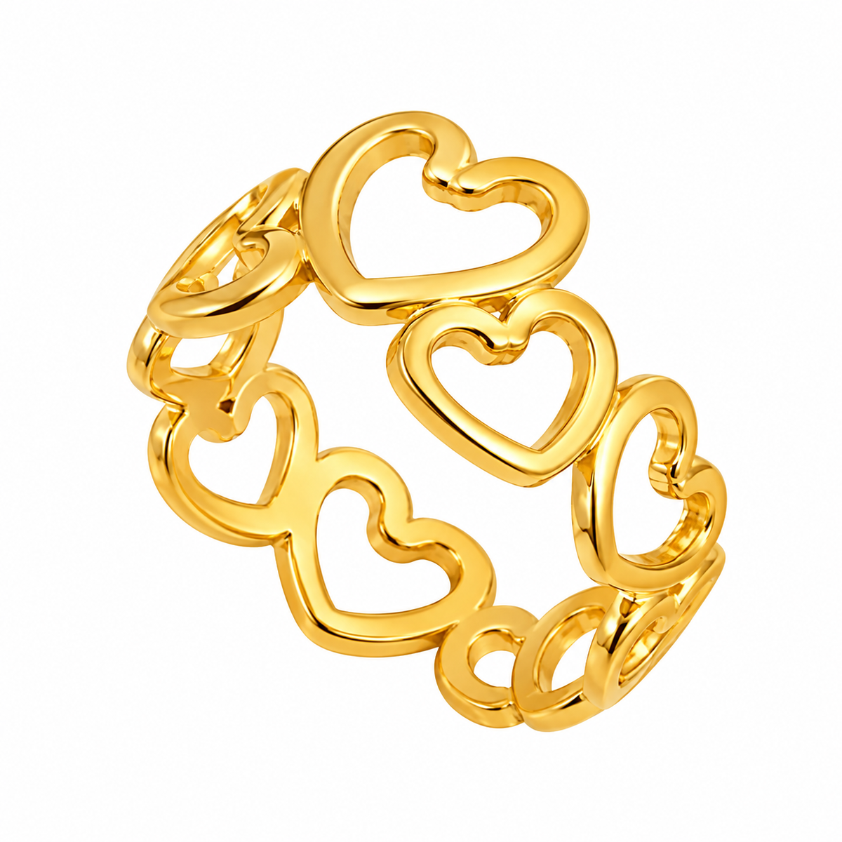 Anillo Corazones Enlazados - Dorado