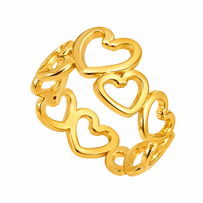 Anillo Corazones Enlazados - Dorado
