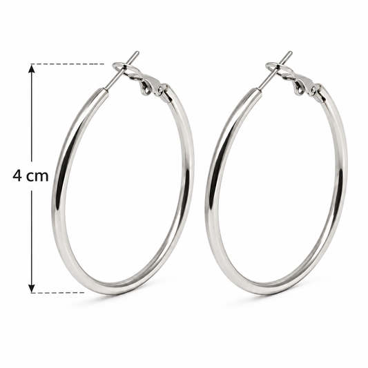 Aros Simples 4cm - Plateados