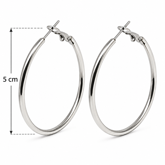 Aros Simples 5cm - Plateados