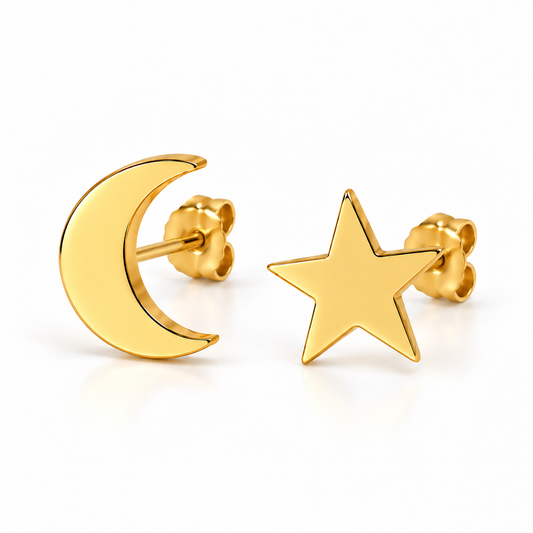 Pendientes Luna y Estrella - Dorados