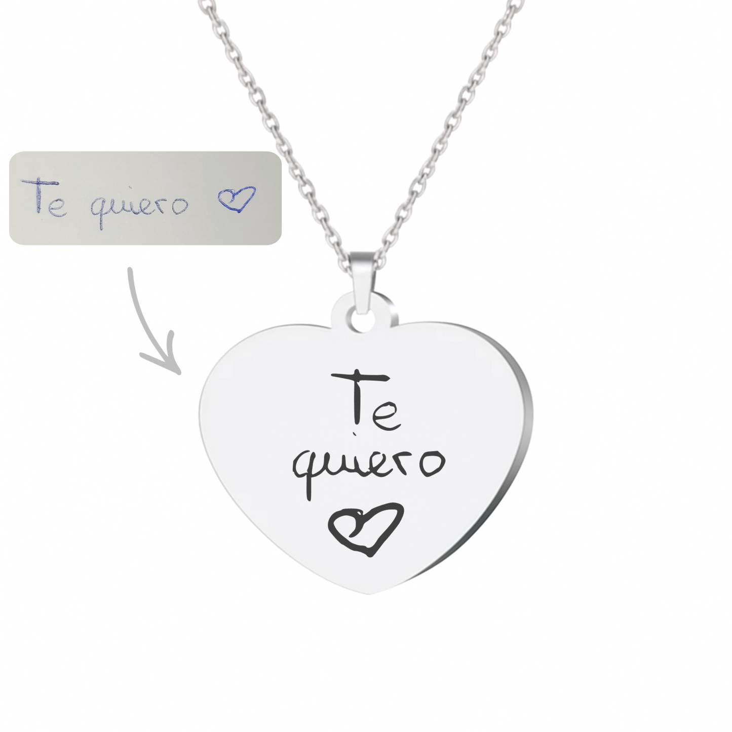 Collar corazón manuscrito (plateado)