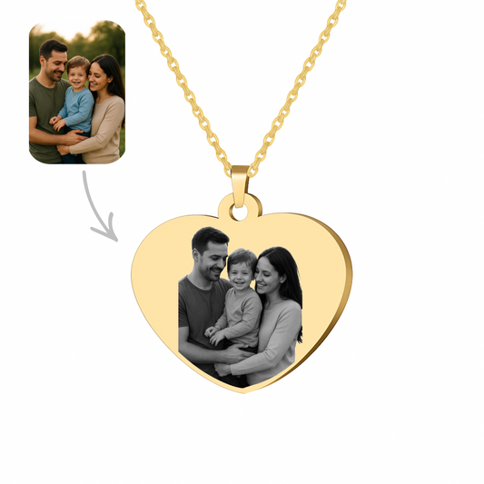 Collar corazón con foto (dorado)