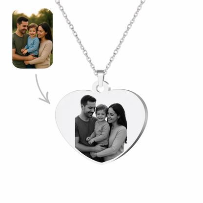 Collar corazón con foto (plateado)