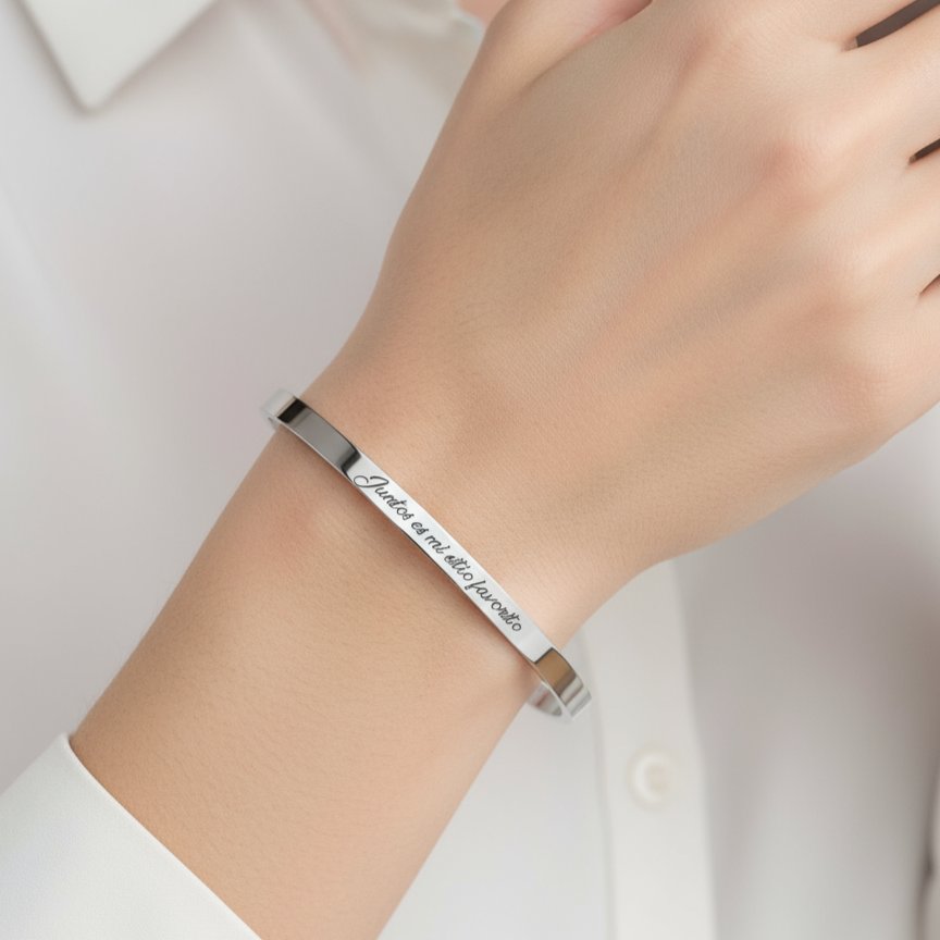 Brazalete grabado 4mm (plateado)